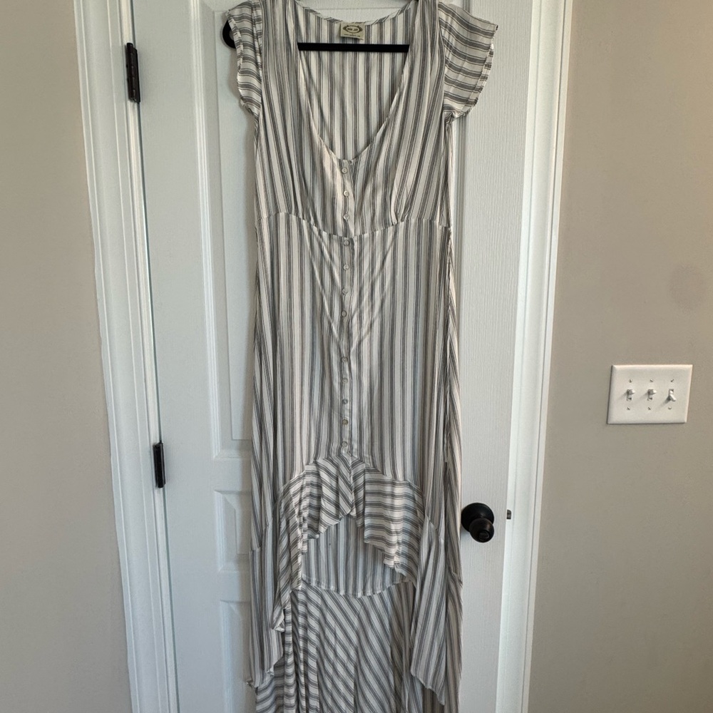 Striped Gray Maxi Dress